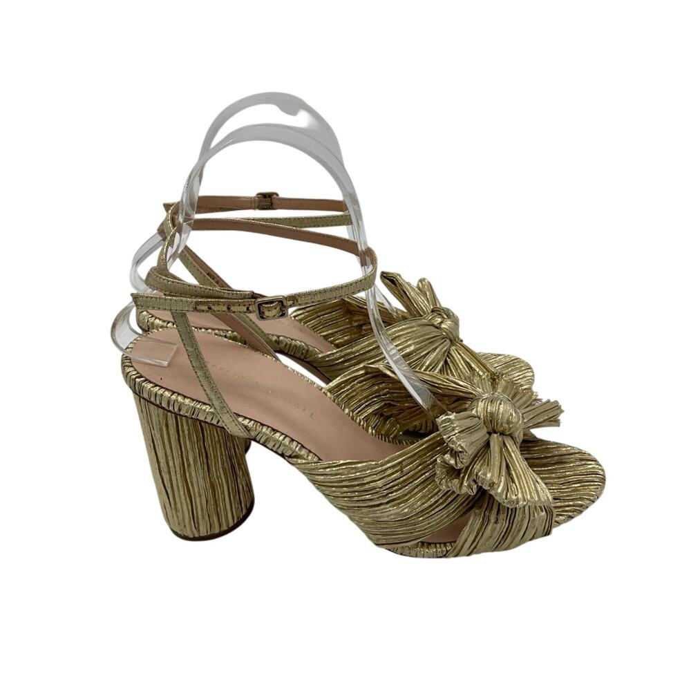 Loeffler Randall Chic Gold Camellia Knotted Sandals Size 8 - Picture 2 of 6